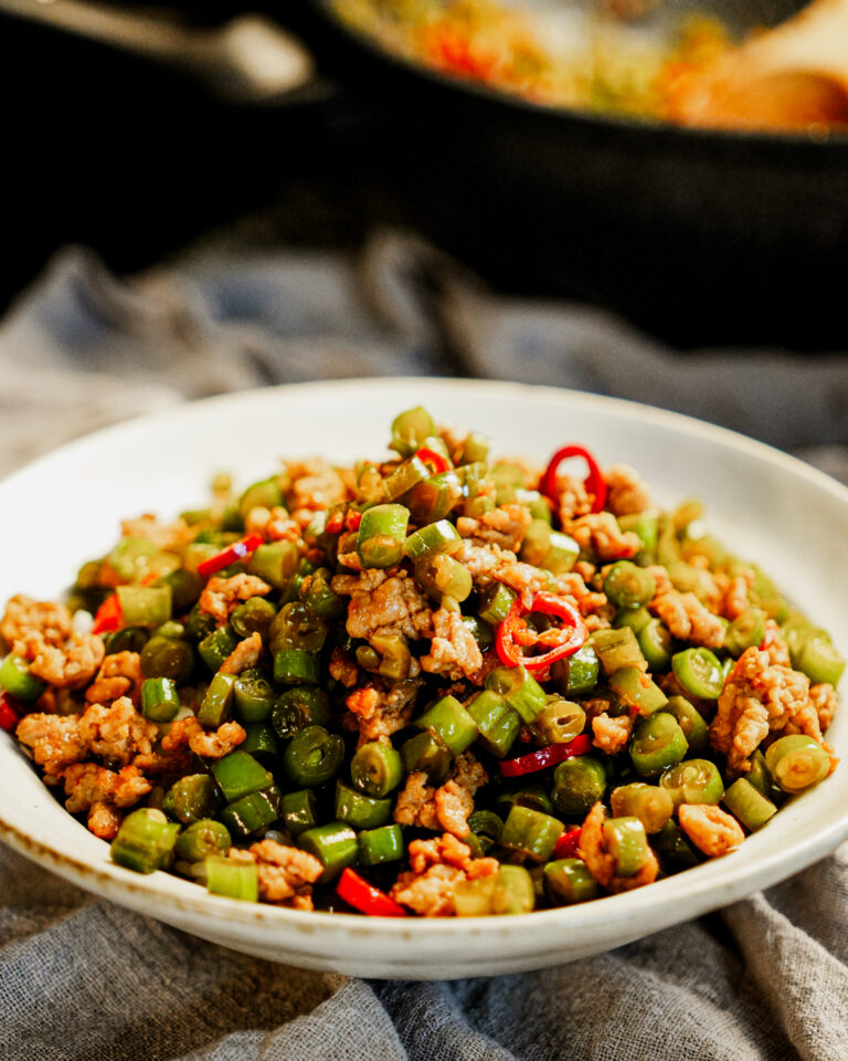 Chinese Stir-Fried Green Beans with Minced Pork