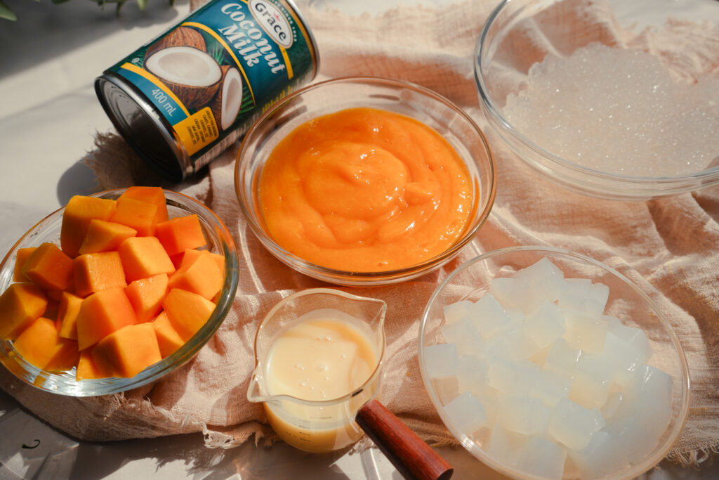 Mango sago ingredients