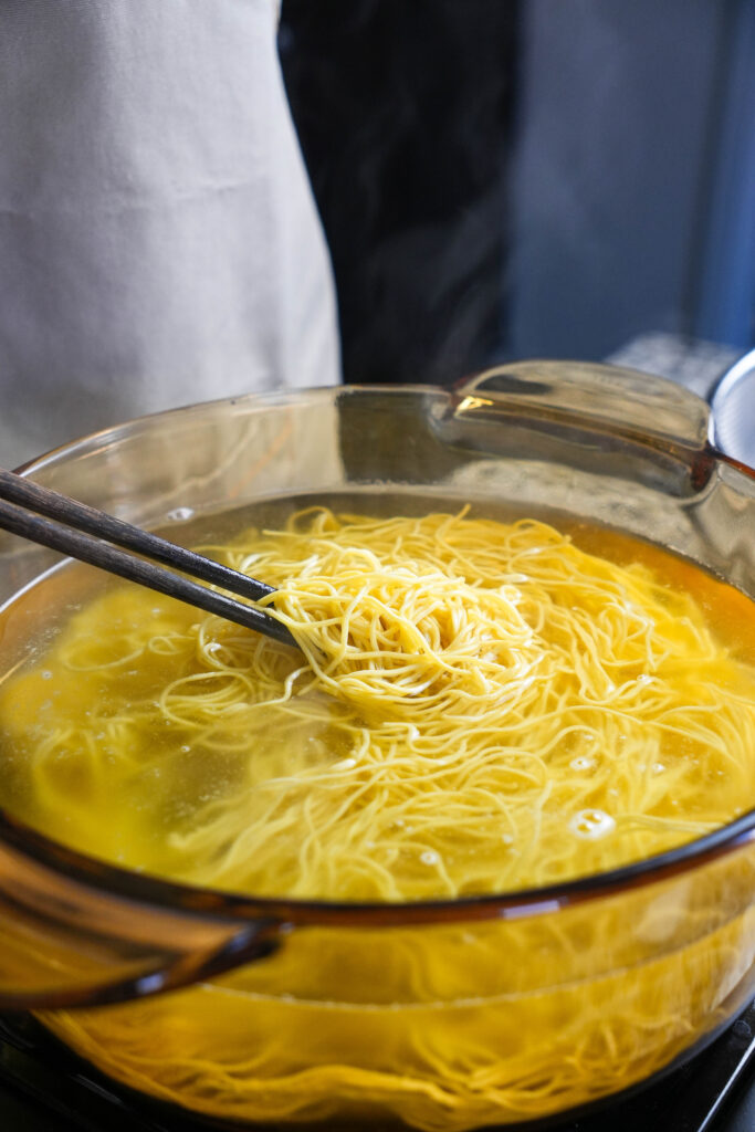 prepare fresh egg noodles