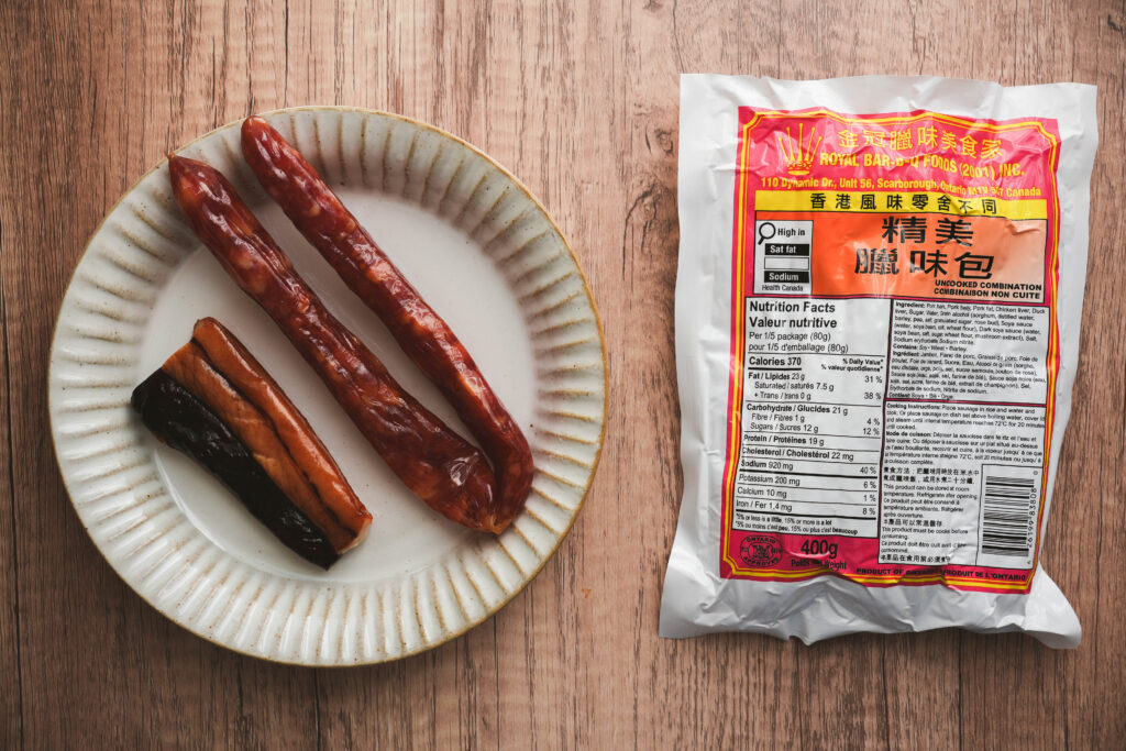 Cantonese sausage and cured smoked pork belly