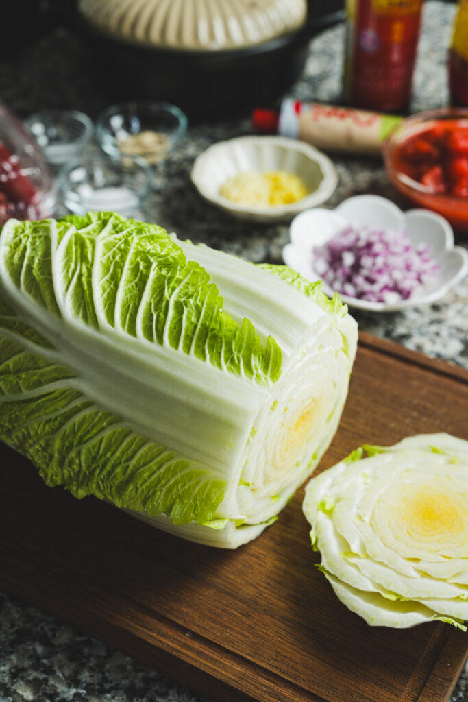 trim off the end of napa cabbage