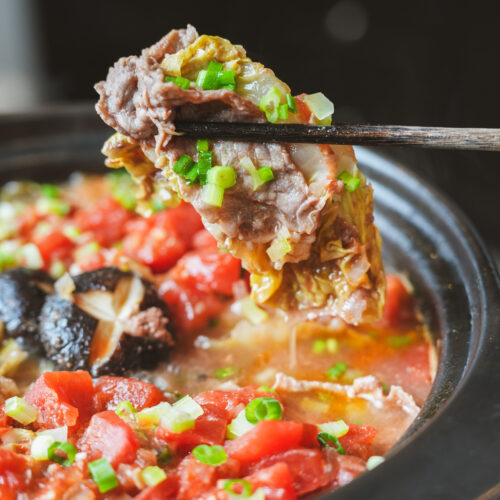 Thousand Layer Tomato Beef & Cabbage Hot Pot