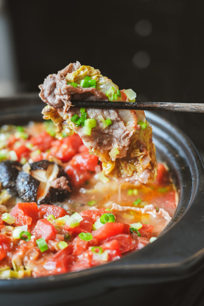 Thousand Layer Tomato Beef & Cabbage Hot Pot