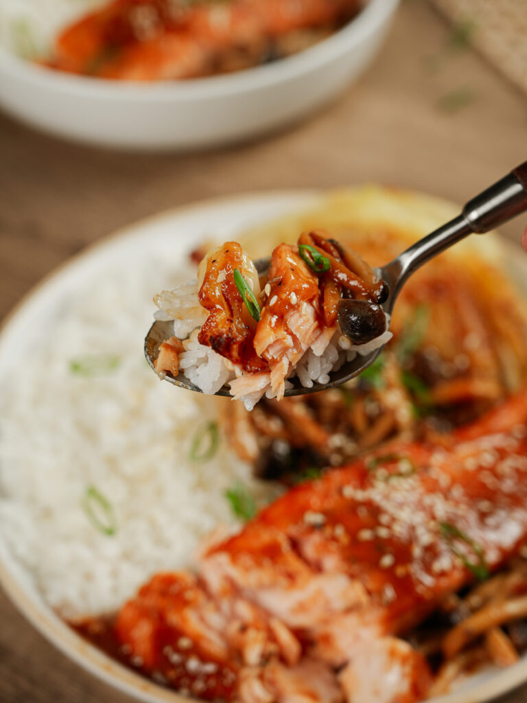 One pan miso butter salmon with charred cabbage