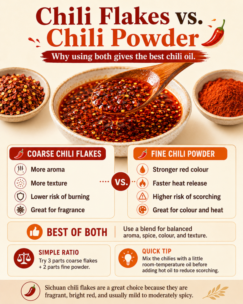 chili flakes vs chili powder for making chili oil