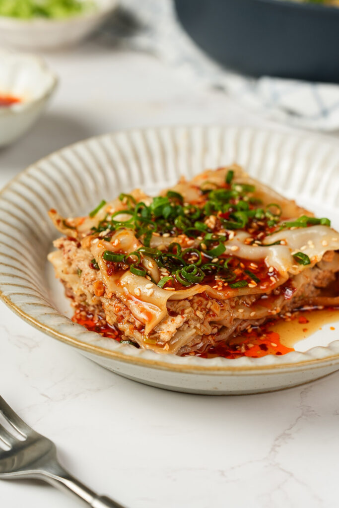 Stovetop One-Pot Dumpling Lasagna